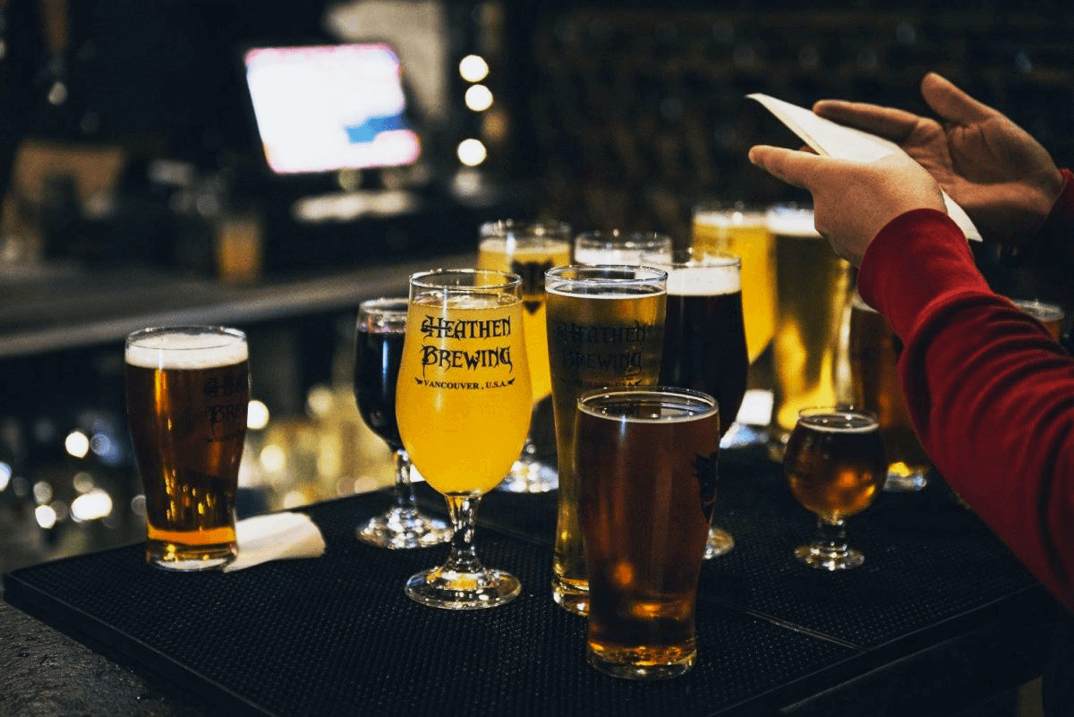 Selection of beers on a table